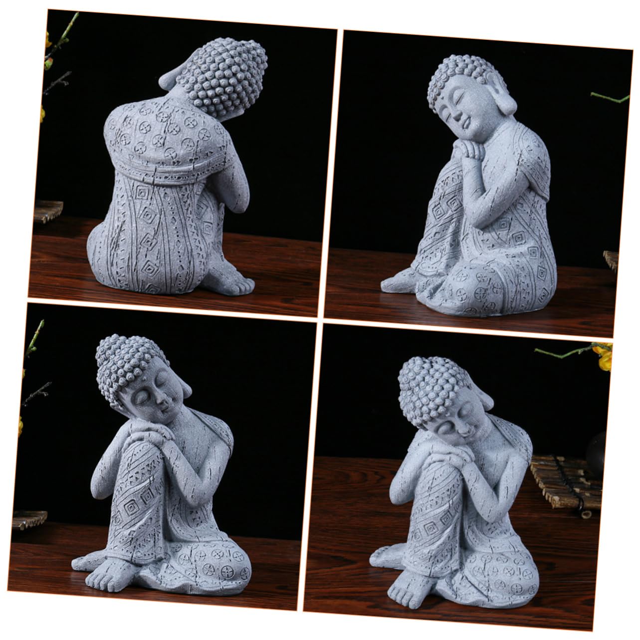 Statue de Bouddha Simple Décoration Intérieure en Résine pour Bureau