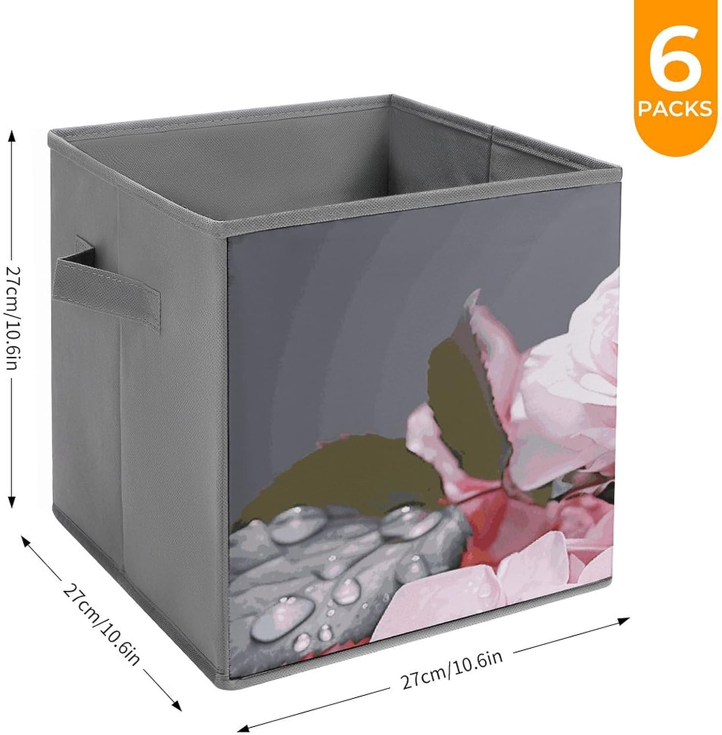 Multi Use Organizer Bins, Pink Rose Hydrangea Printed Storage Bins, Foldable Storage Baskets Are Suitable For Bedrooms, Offices, And Cars