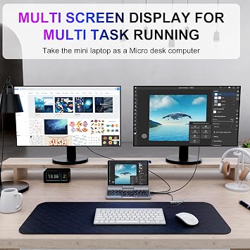 Mini Laptop, Small Laptop Win11 Pro 8 inch HD Touch Screen 2-in-1 Pocket PC 12GB LPDDR5 RAM, 512GB/1TB SSD Wi-Fi 6,BT 5.2,HDMI,2MP Camera Convertible Laptop (P8-12GB+512GB)