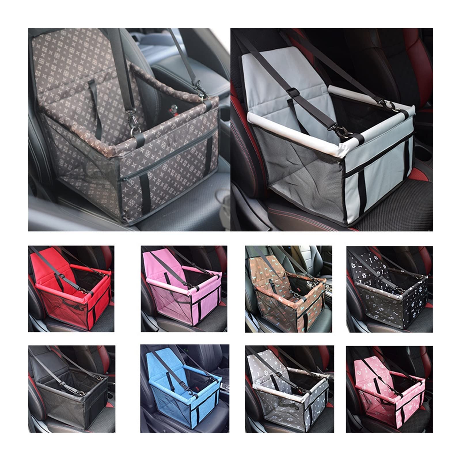 Koc dla psa Pet Carrier Dog Car Seat Cover Back Hamak Protector Transport Seat Bag Pokrowiec na siedzenie(C-Coffee dog)