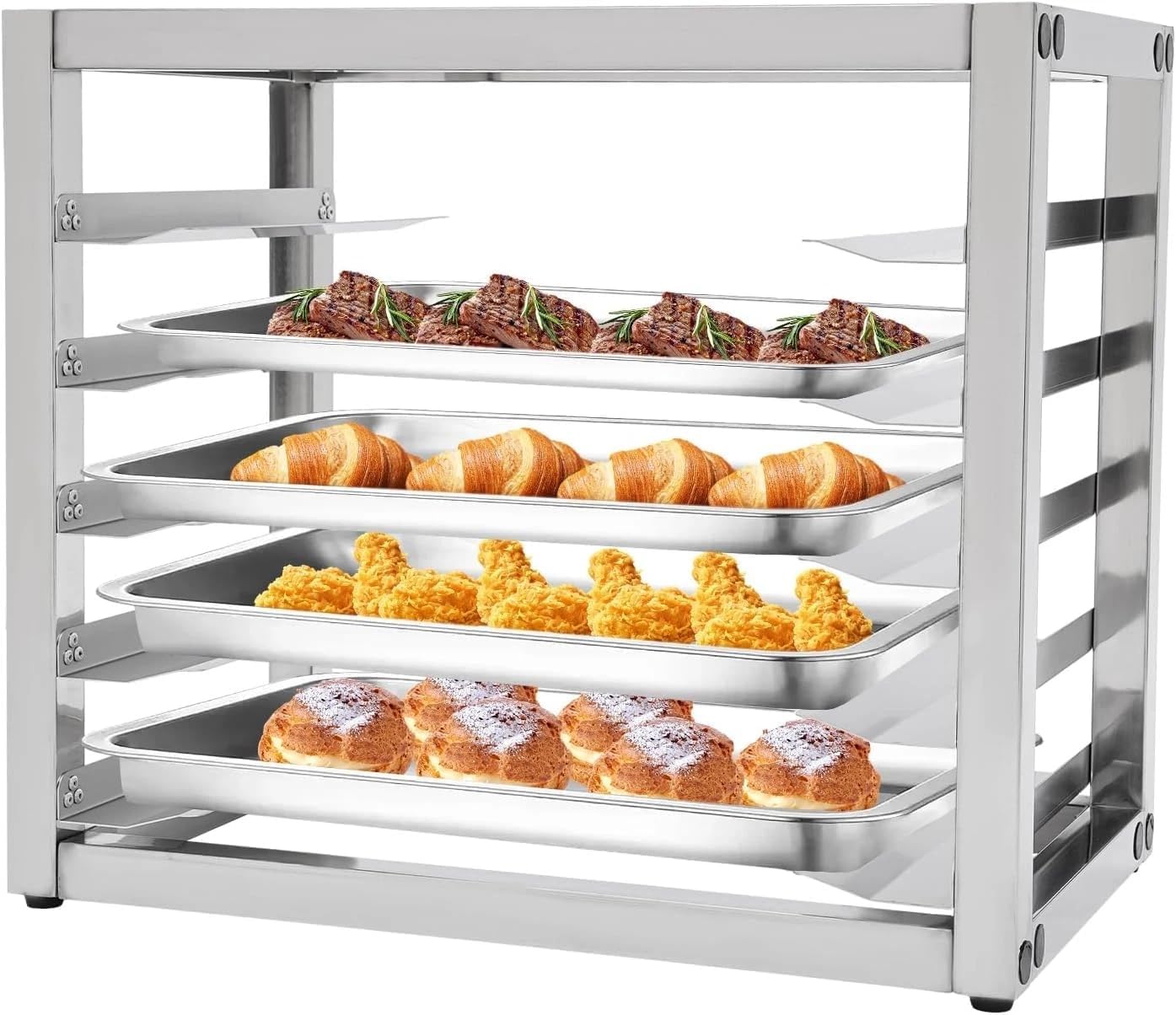 Countertop Bun Pan Rack, Commercial Bakery Rack Stainless Steel Baking Tray Racks with Non-slip Feet for Half or Full Sheets (6 Tier)