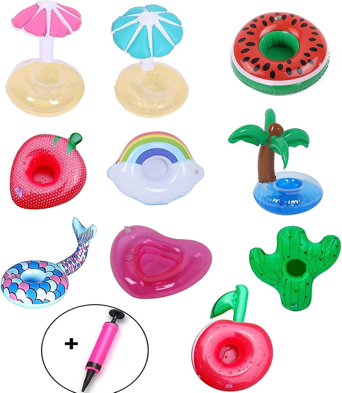 10 Inflatable Pool Coasters, Floating Beer Holder, Cup Holder, Air