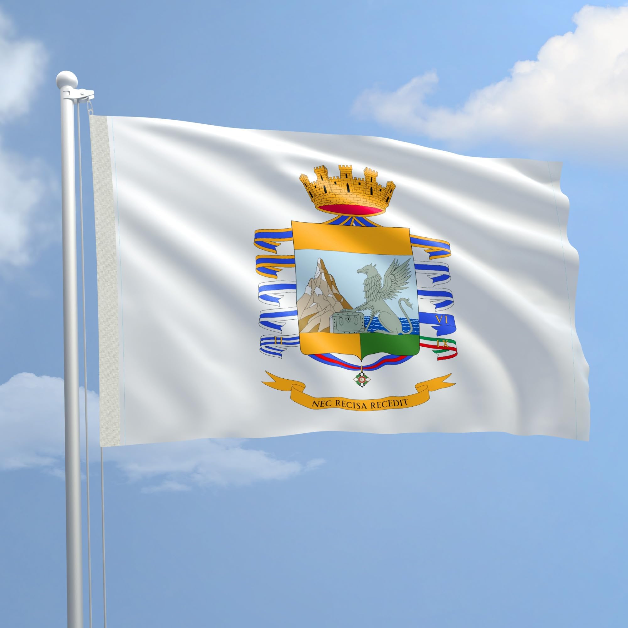 Bandiera Guardia di Finanza 200x300 cm in Poliestere Nautico Ignifugo 115 g/mq per Uso Interno ed Esterno con Finiture Professionali, Doppie Cuciture, Corda e Guaina, Colori Brillanti e Duraturi