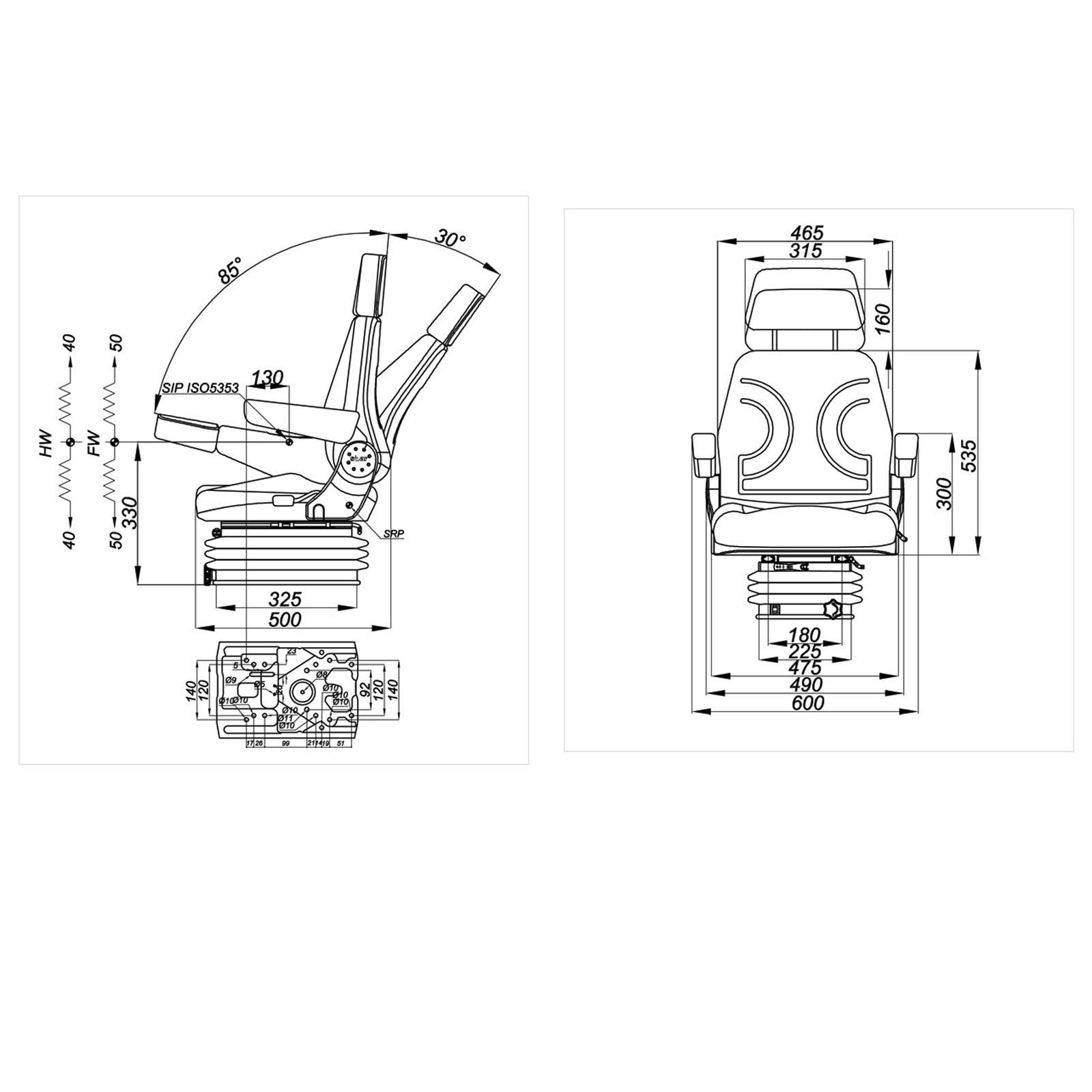 DEMA Universal Traktorsitz Starplus TV1, luftgefederter Komfort Schleppersitz für Traktor, Stapler und Schlepper, universell passend, gepolstert