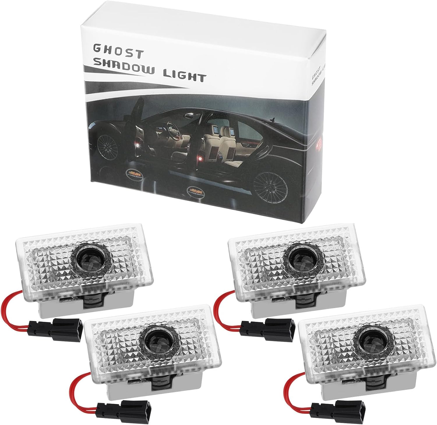 LED Car Door Logo Projector Lights Compatible with Tesla Model 3/S/X/Y, 4-Pack HD Bright Shadow Puddle Lights, No Fade Door Welcome Lights