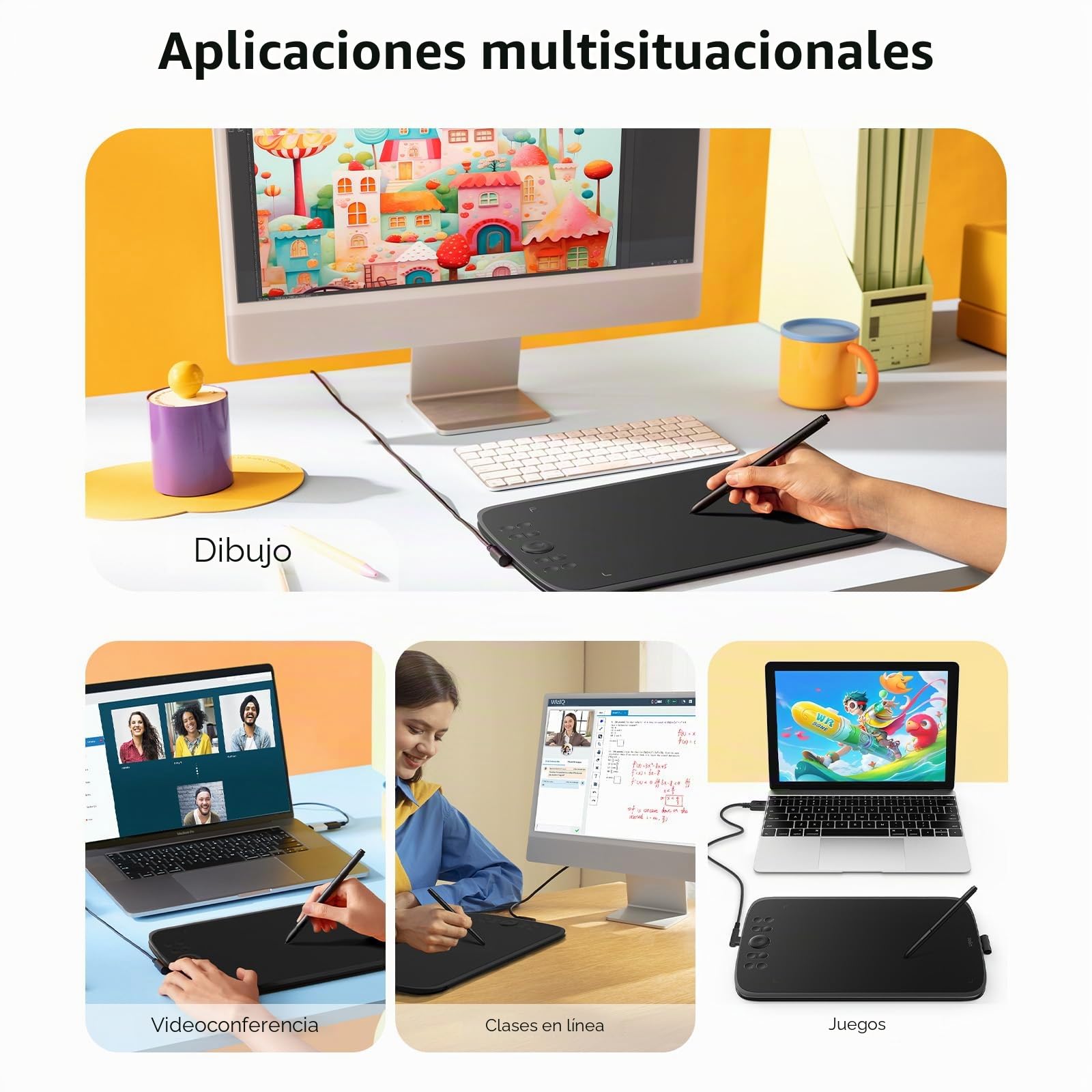 UGEE M908 Tableta gráfica de 10x6,25 Pulgadas con Rueda de Desplazamiento y 8 Teclas de Acceso Directo, lápiz pasivo con 8192 Niveles, Compatible con Windows/Mac/Android