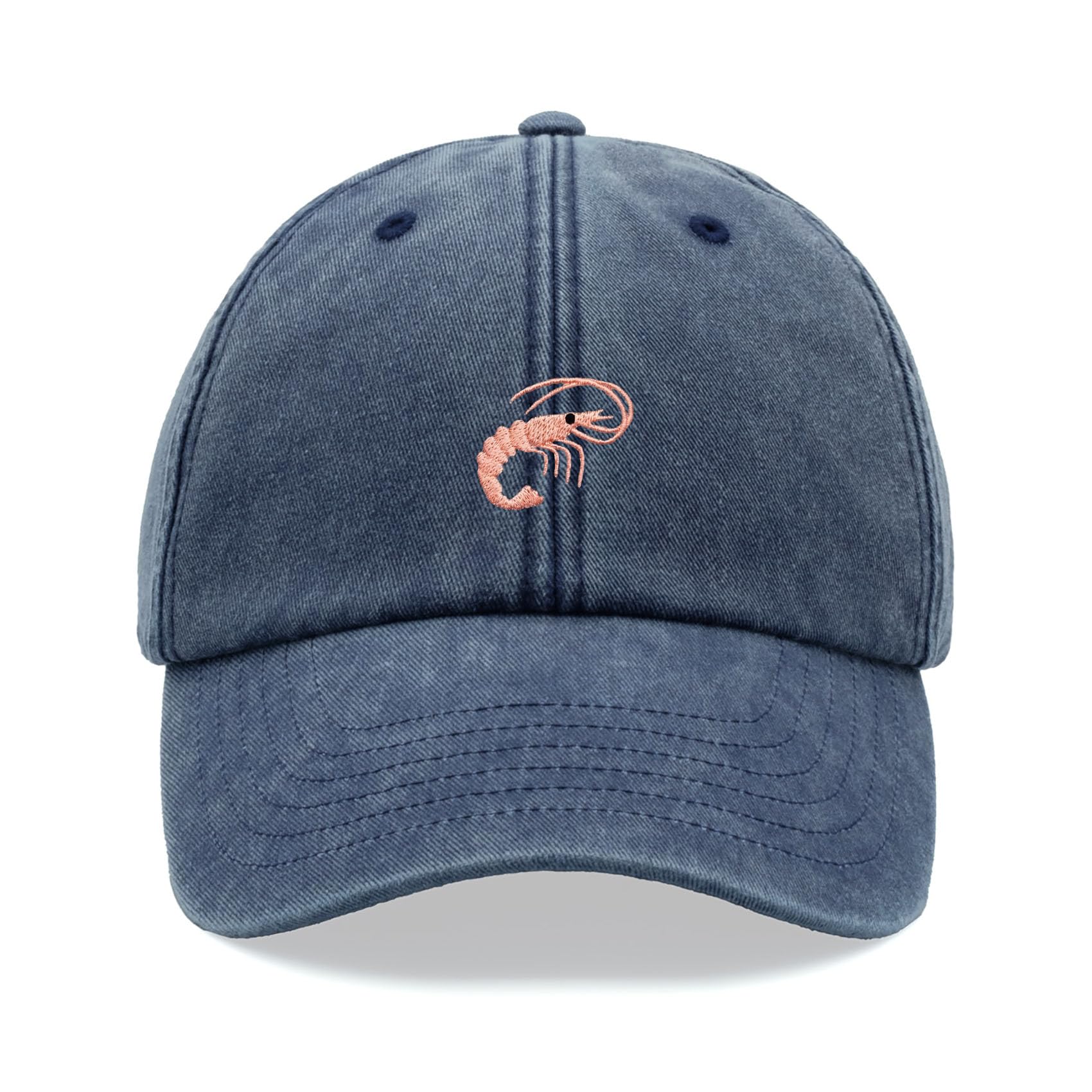 Shrimp Baseball Cap Vintage Washed Unisex Dad Hat Adjustable Blue Denim