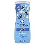 Gerber Stage 3 Baby Snacks, Blueberry Puffs, Puffed Grain Snack, Baby Led Feeding, Iron & Choline, Puffs Snacks for Babies