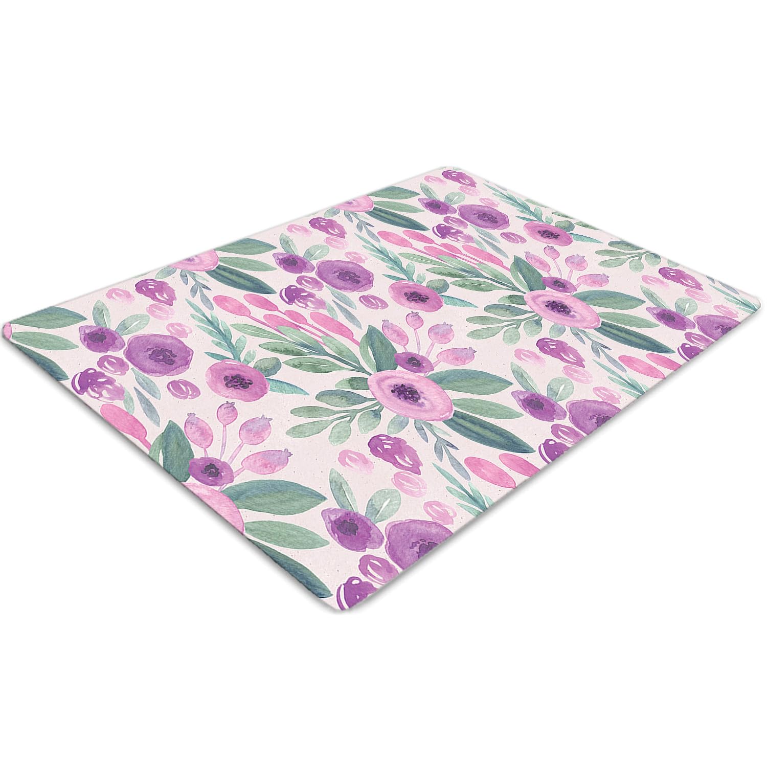Tapis de chaise pour bureau et maison protège-sol 120x90 cm à motif floral chic