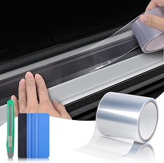 Lypumso Clear Vinyl Wrap Tape, Universal Car Door Edge Guard Door Sill Protector, Transparent Paint Protection Film for Most Cars Rearview Mirror Handle Bumper Window Stair (4inch x 30ft)