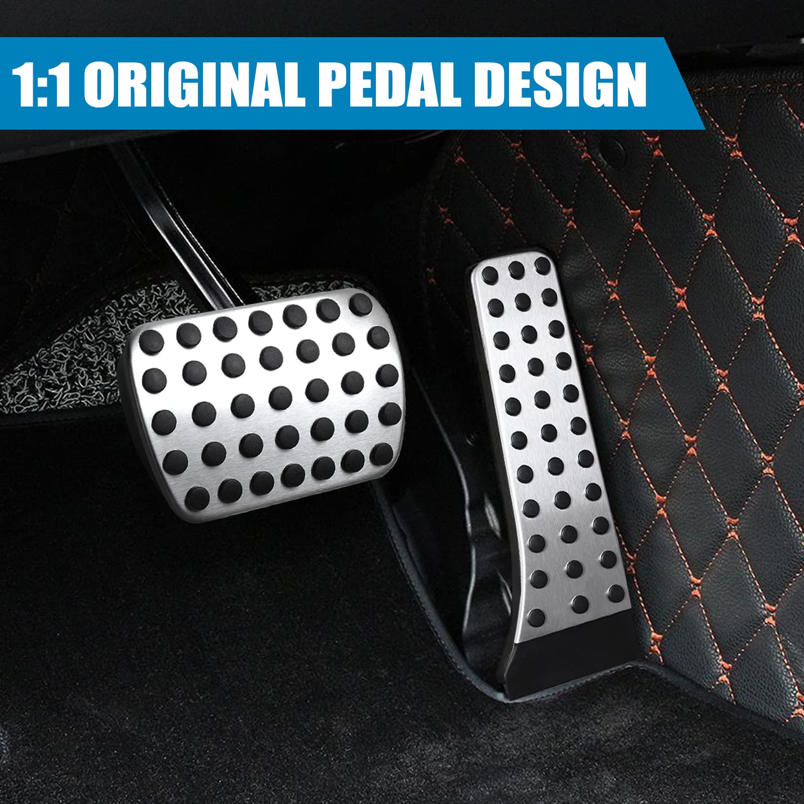 Tongze Gas & Brake Pedal Cover: Brushed Stainless Steel with Rubber Non-Slip Foot Pedals Pads Compatible with 2007-2022 Mercedes-Benz C/E/S/SL/SLK/CLS/CLC/GLE/GLS/GLK X204 : Automotive