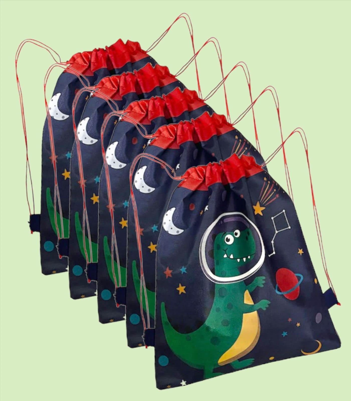 Tera13 Return Gift Cartoon Dorri Bags For Kids Girls Boys|Dinosaur Printed Dorri Bag For Kids|Favor Haversack Bag Birthday Party (Dinosaur Dorri Bag 6 Piece), Multicolor-image-47