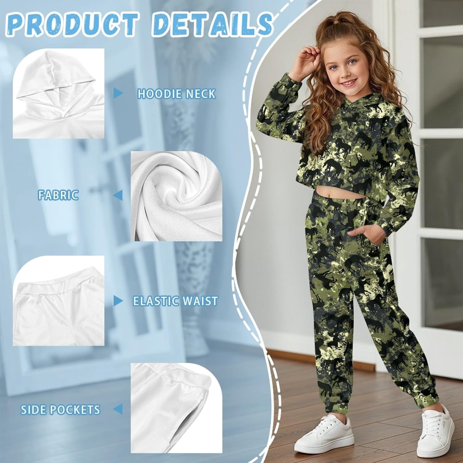 HUIACONG Girls Sweatsuits for 4-13 Years Kids Sweat Set for Children Tracksuits