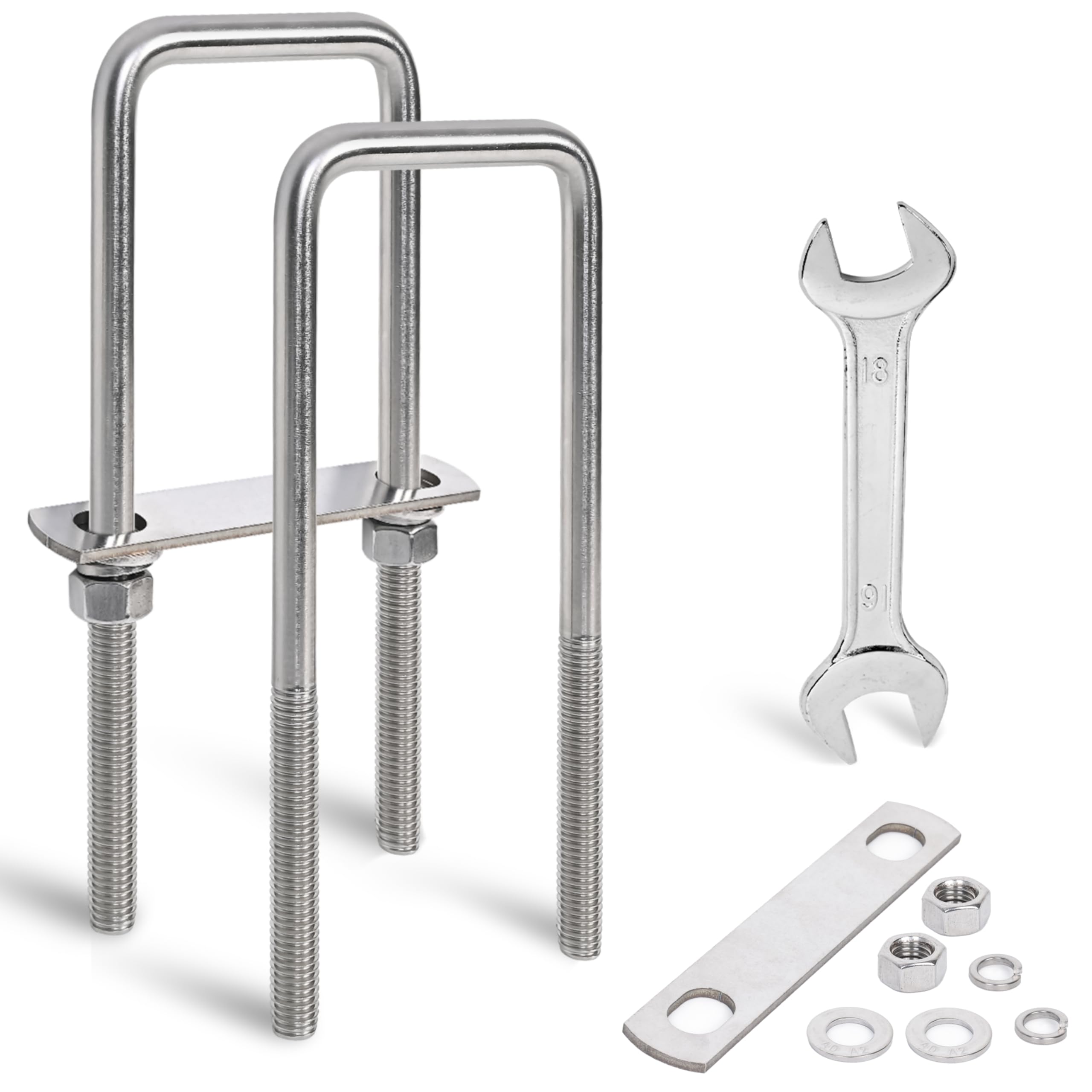 SRZTXU 2 Sets Heavy Duty Square u Bolts 3 inch Wide,M12 Thread
