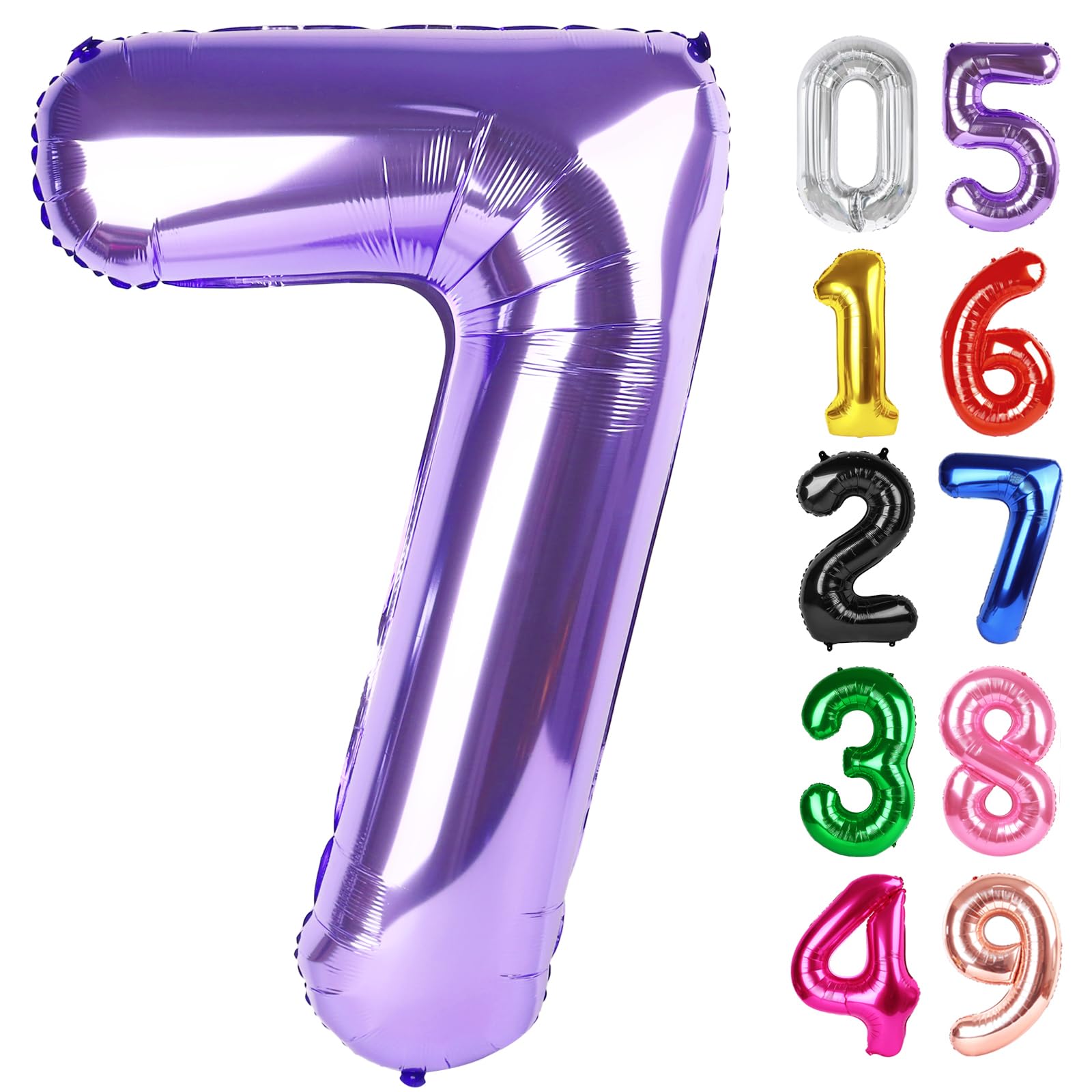 Purple Number 7 Balloon 40 Inch, 7th Birthday Party Decorations Men Women