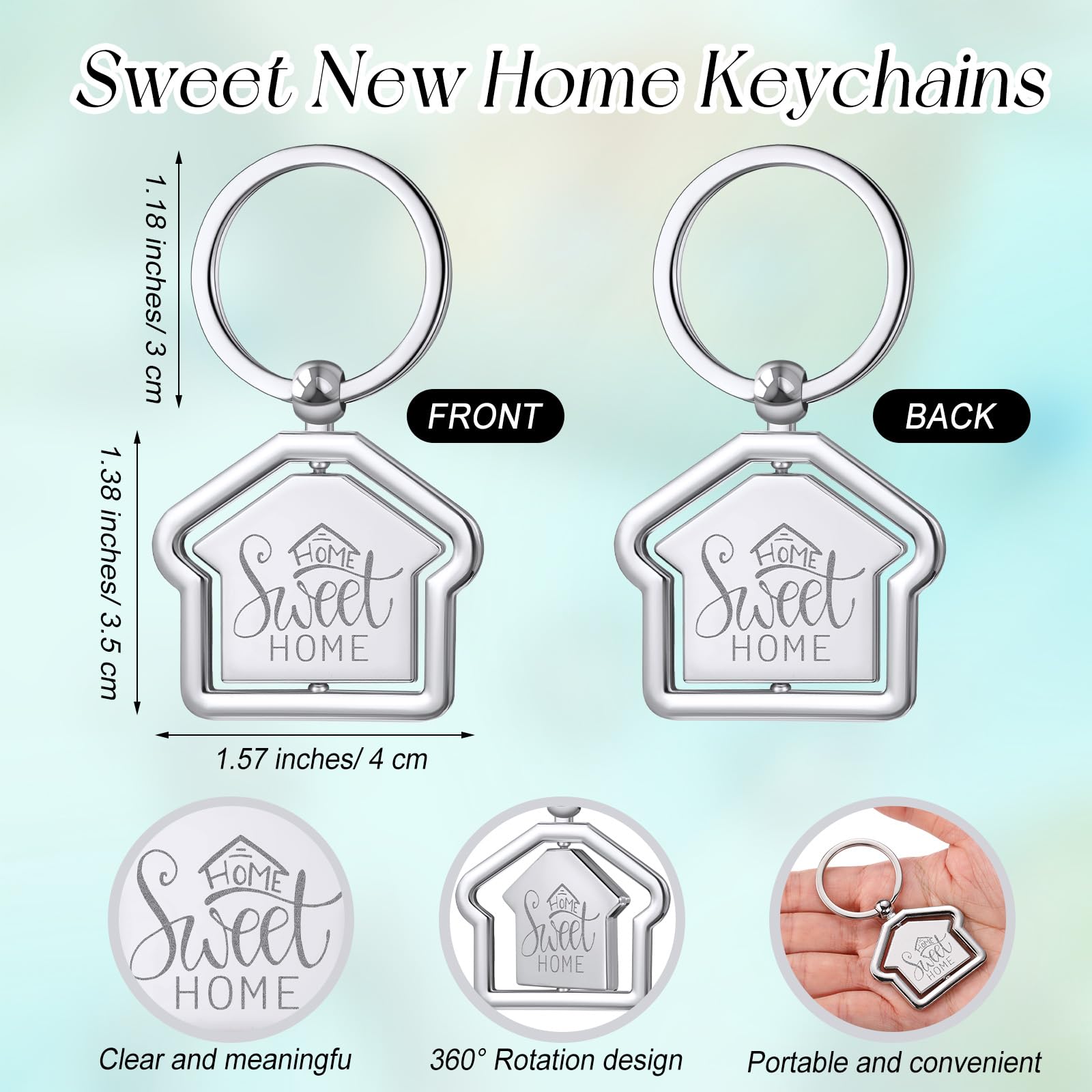 FineCheer 15 Pcs Sweet Home Keychain Estate Agent Gifts for Guests House Shaped Keychain Estate Agent Supplies for Housewarming