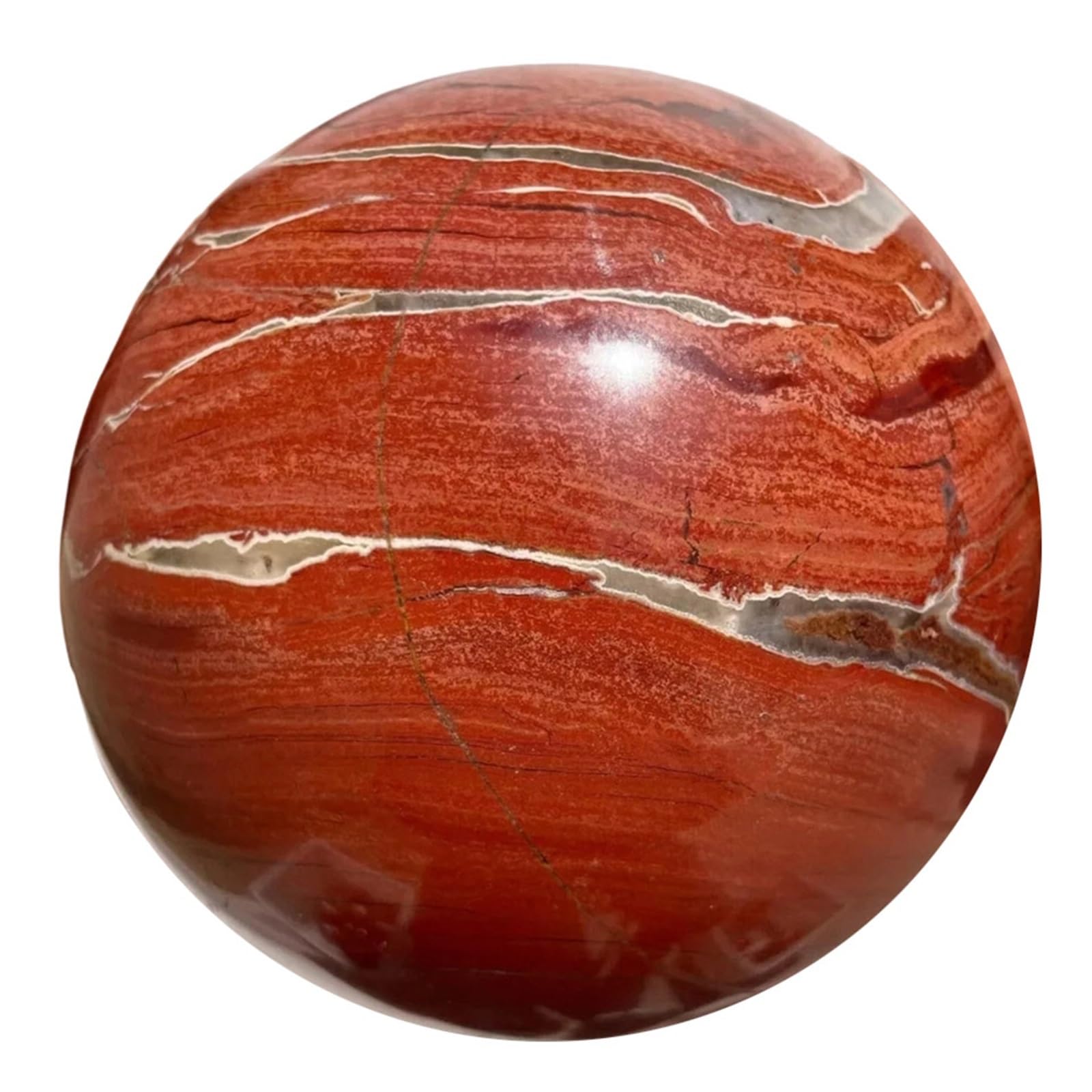 XZCASD Beautiful Natural Red Jasper Crystal Ball Reiki Stone for Chakra Balance and Home Decor(500-550g)