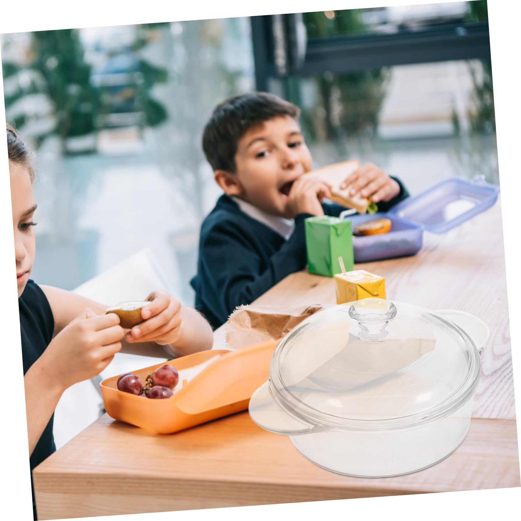 POPETPOP Bol de Vidrio Resistente al Calor con Tapa Tazón Transparente para Ensaladas Postres y Snacks Apto para Cocina Hogar y Oficina