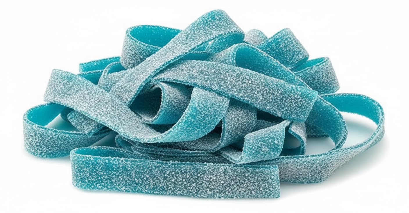 SweetGlob Sour Gummy Belts Candy (2 Pound, Sour Blue Raspberry)