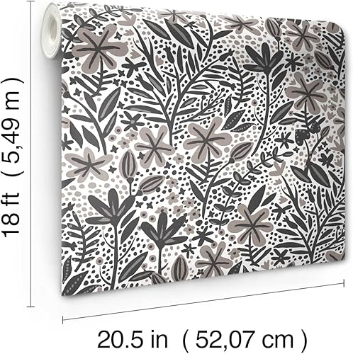 Miniatura 5 de RoomMates RMK12383PLW Cat Coquillette - Papel tapiz de porcelana para jardín, color gris, negro, blanco