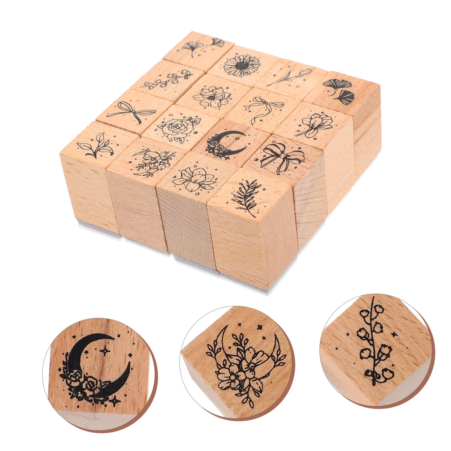 Housoutil 4 Set Timbro per Etichette Compleanno Blocchi Francobolli Floreali Numero Fiori Francobolli Chiari Timbri A Inchiostro per La Lavorazione Cioccolato di Legno 16 Pezzi * 4