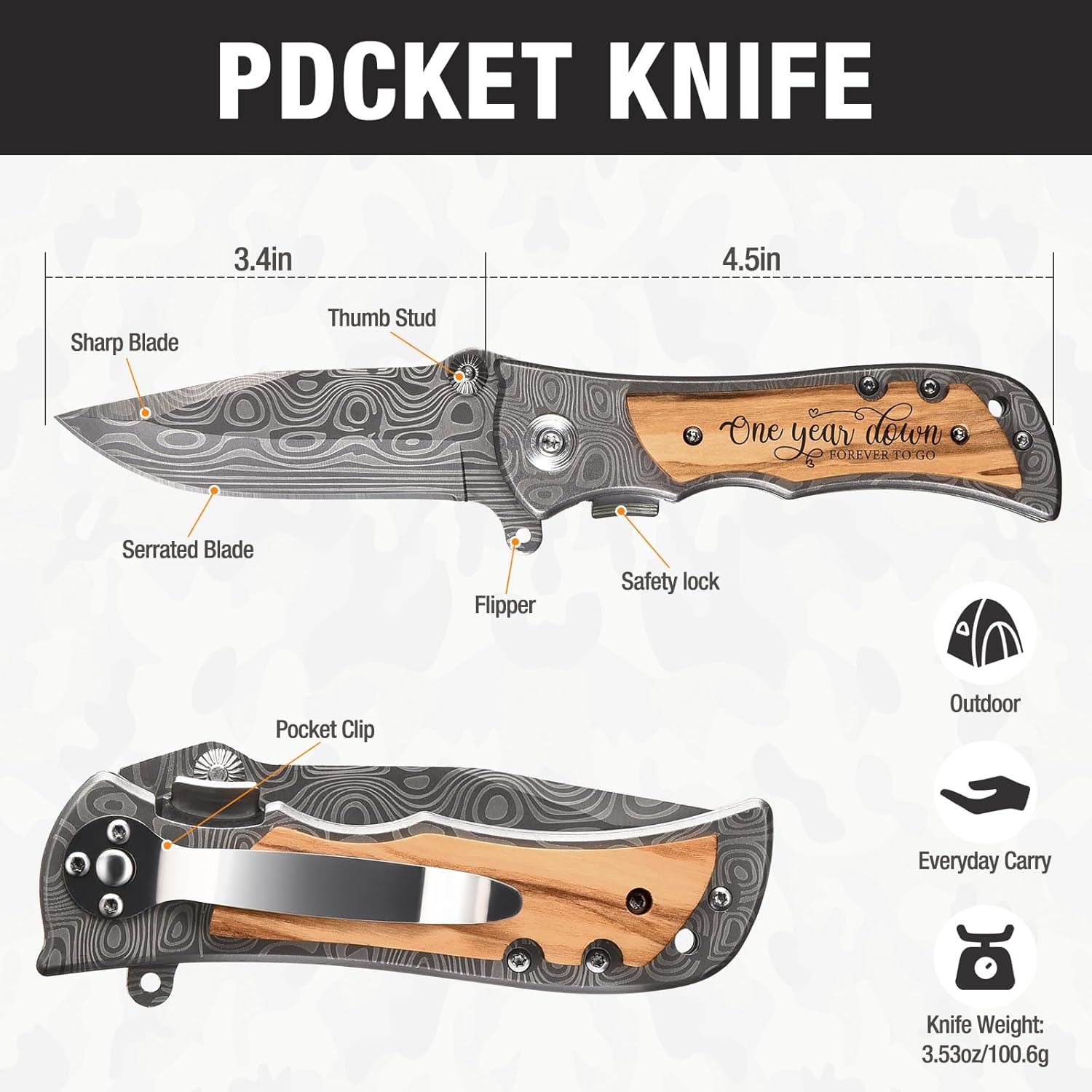 1 Year Paper Anniversary for Him, 1st Gifts Wedding Anniversary Keepsake for Men, First Anniversary Marriage Presents for Husband or Boyfriend - Image 2