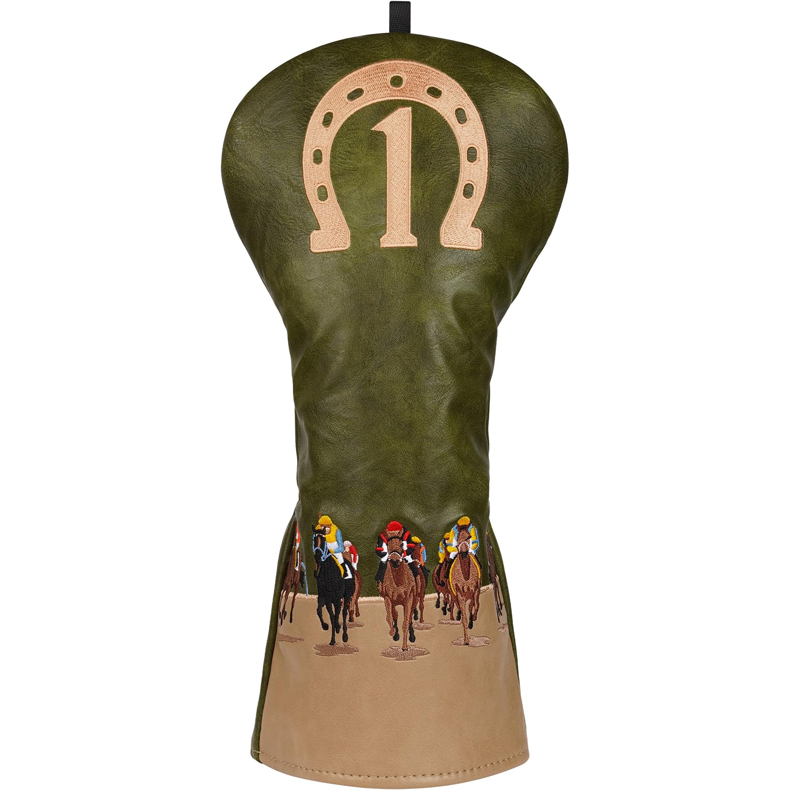 Golf Club Head covers for Driver 460CC DR #1 Elastic Closure Green PU Leather Horserace Pattern 1