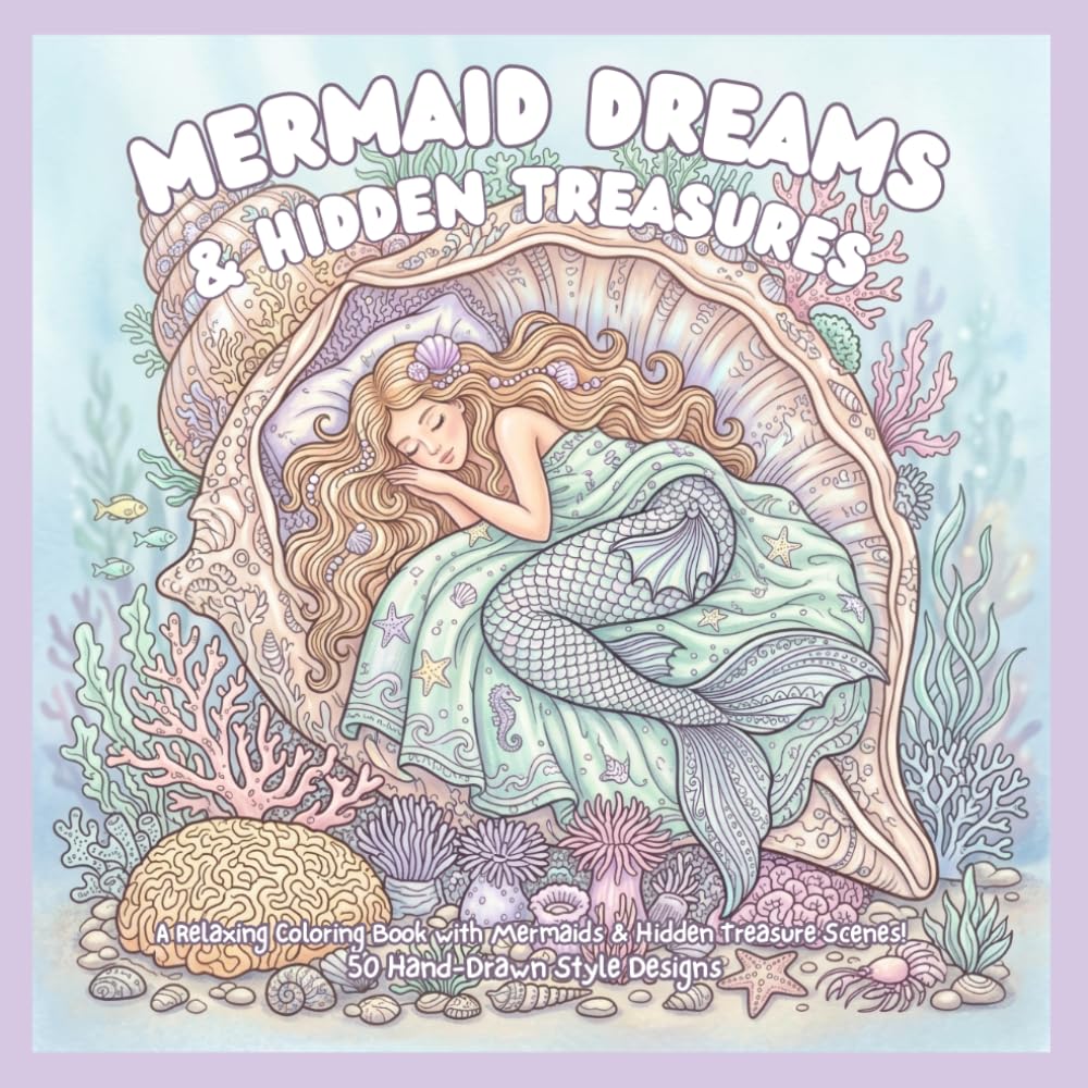 Mermaid Dreams & Hidden Treasures: A Cozy Mermaid Coloring Book Filled with Magical Ocean Scenes, Hidden Treasures, Coral Reefs, Sea Creatures & Relaxing Underwater Fantasy Adventures