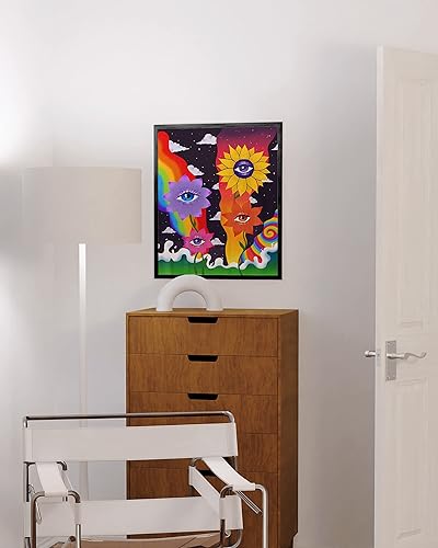 Miniatura 5 de HAUS AND HUES Trippy - Póster estético  Decoración de pared Y2K, hippie trippy para fumetas para dormitorio de niñas universitarias (marco negro, 12