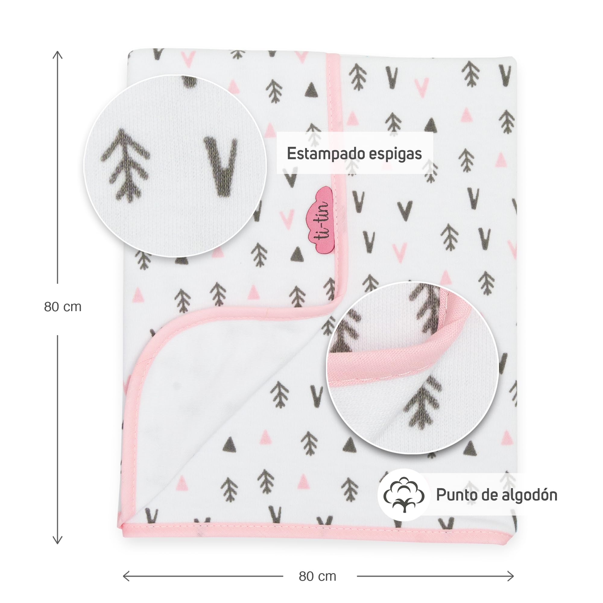 Ti TIN arrullo para bebé 80 x 80 cm, Doble Capa de algodón 100%, Transpirable, Extra Suave, fácil Lavado y Apto para Secadora, diseño Ligero y Estampados Divertidos