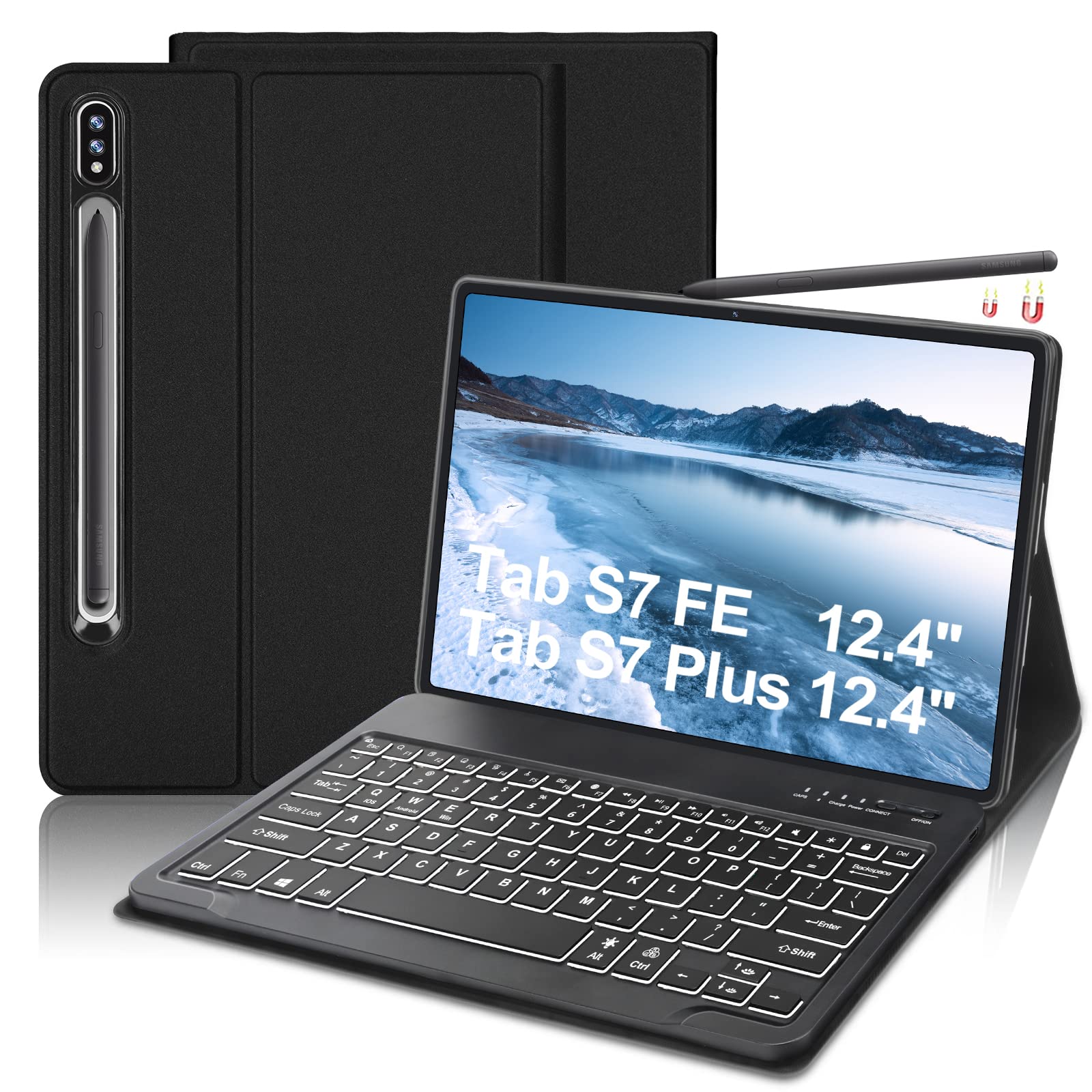 SENGBIRCH Backlit Keyboard Case for Samsung Galaxy Tab S8 Plus 2022/S7