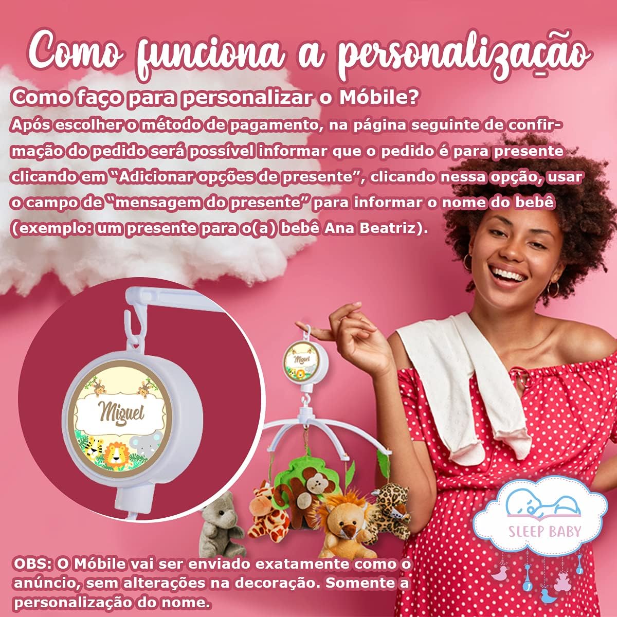 Móbile Berço Bebê Musical E Giratório Animais Da Floresta SleepBaby