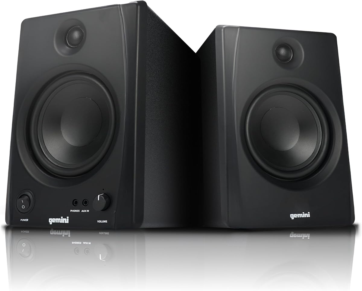 Gemini 5" Bluetooth Studio Monitors, Pair (SMX-5BT) | 5" active studio monitors, sold as a pair. Bluetooth, balanced TRS and RCA inputs, acoustic tuning.