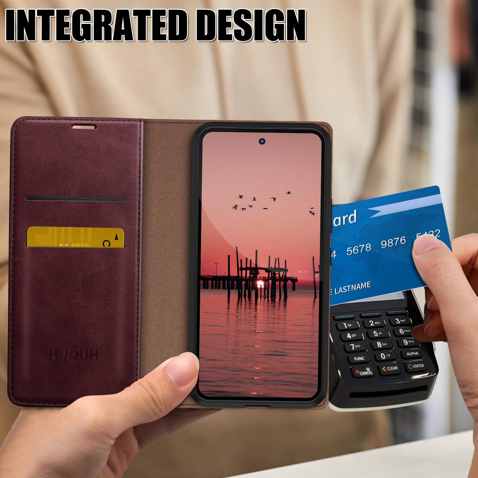 HUOUH per Xiaomi Redmi Note 14 5G Custodia a Portafoglio con RFID Blocco PU In Pelle,Sintetica Tasca Carte Custodie Del Telefono Copertura Antiurto Con Slot di per Redmi Note 14 caso Blu
