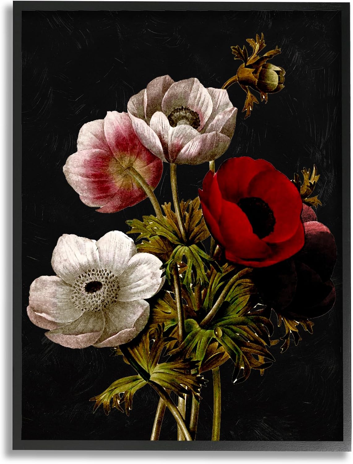 'Vintage Poppy Bouquet'| Framed Giclee Art | Stupell Industries | Black, 11 x 14 Inches, Easy to Hang and Sturdy, Made in USA, by Piddix