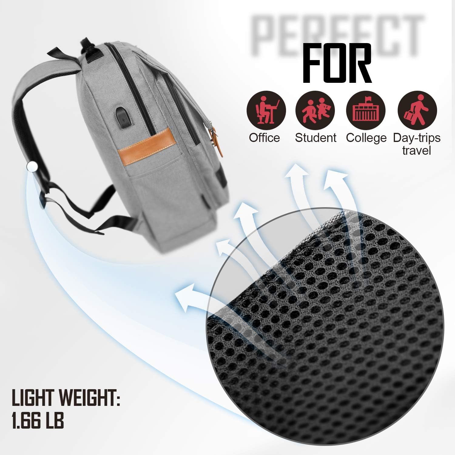 Bеѕt Cуbеr Mоndау 🔥 College Vintage Backpack Fashion 15.6 Laptop Rucksack with USB Charging (Gray)