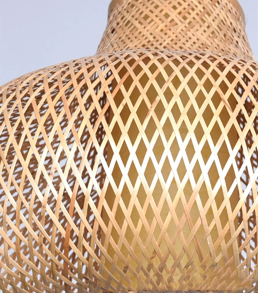 ZHANGL Lampada a sospensione lanterna in bambù retrò in stile europeo Lampadario in rattan intrecciato a mano Paralume in bambù E27 Lampada a risparmio energetico Comodino per uso domestico Lanterna a