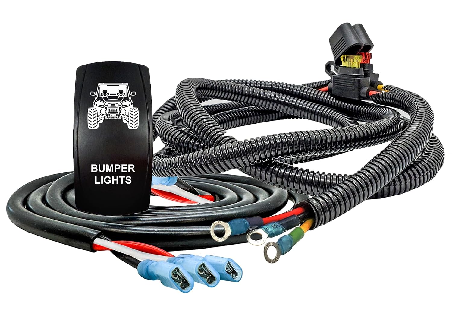 OZ-USA Plug-and-Play Power Distribution Block 3-Wire Harness with Bumper Lights On/Off Rocker Switch for Dual Function LED Lights Compatible with Can-Am Maverick X3 Defender Commander 2018–2026