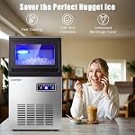 COSTWAY Commercial Nugget Ice Maker Machine, 90 Lbs/24H Chewable Pellet Ice, 10 Lbs Storage Bin, Self-Cleaning, Under Counter Soft Sonic Ice Machine for Office Kitchen Bar Cafe, Stainless Steel | 15Lbs Storage Bin, Self-Cleaning, Under Counter Soft S