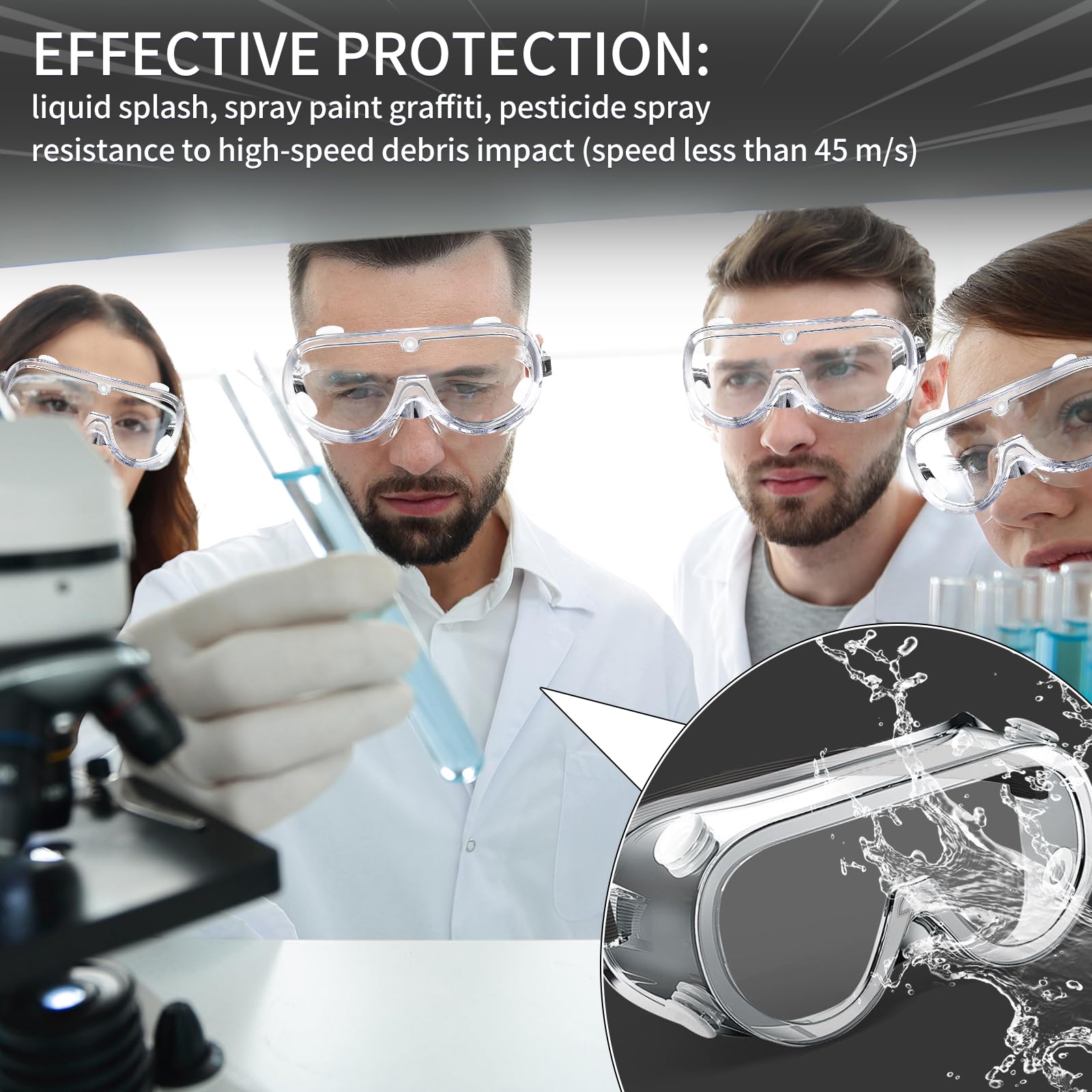 Occhiali di sicurezza sopra gli occhiali con rivestimento anti-appannamento, 100% protezione UV occhiali occhiali antigraffio occhiali di sicurezza
