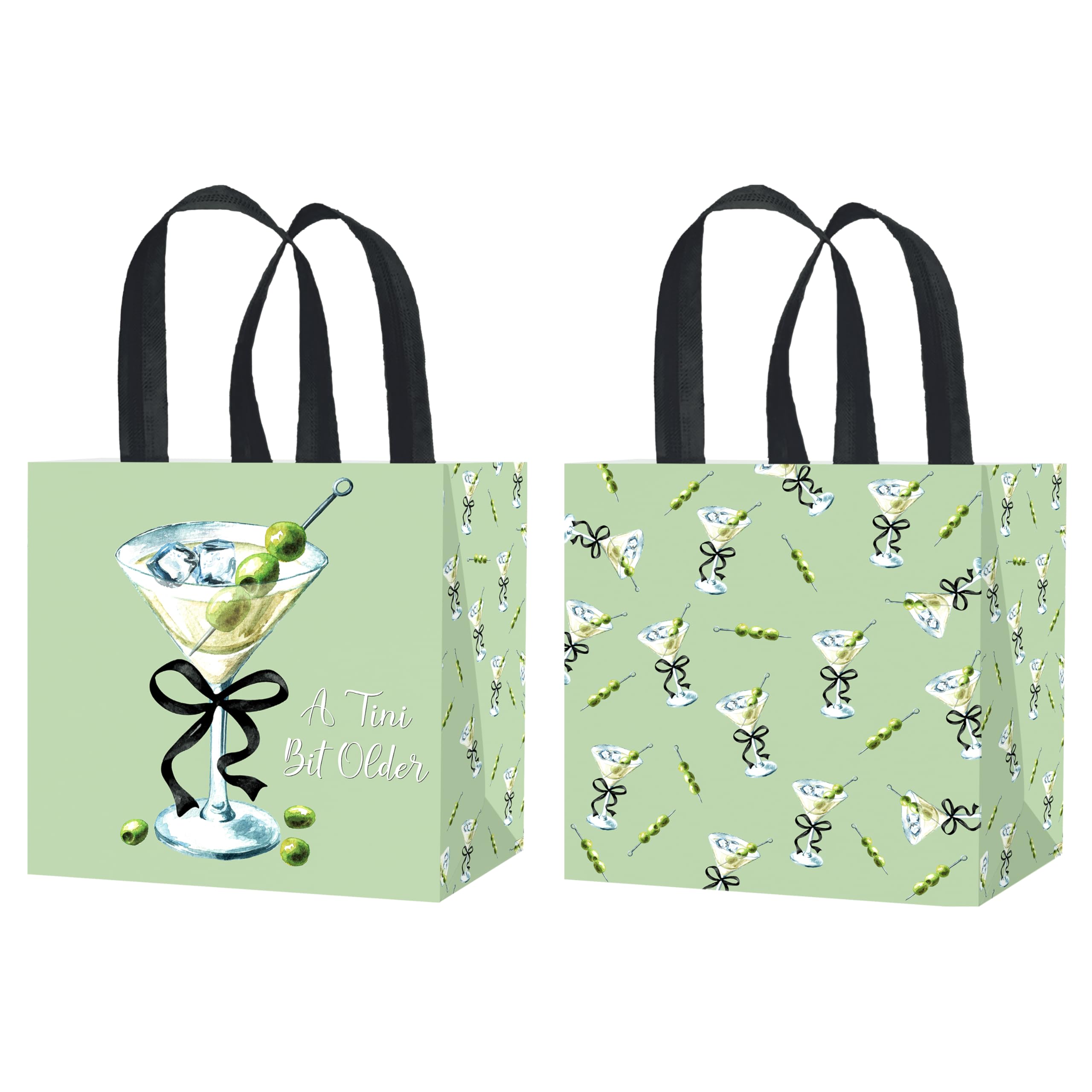 C L cooper life Martini Party Gift Treat Bags with Handles for Martini Cocktail Theme Birthday Party Decoration 12pcs A Tini Bit Older Non-Woven Tote