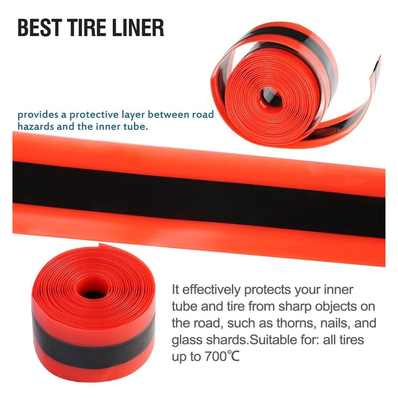 Fahrradfelge Tape Rack 2 Stück rote Pannenschutz-Innenschläuche for MTB und Rennrad – Fahrrad-Reifenschutzband Velox Felgenband