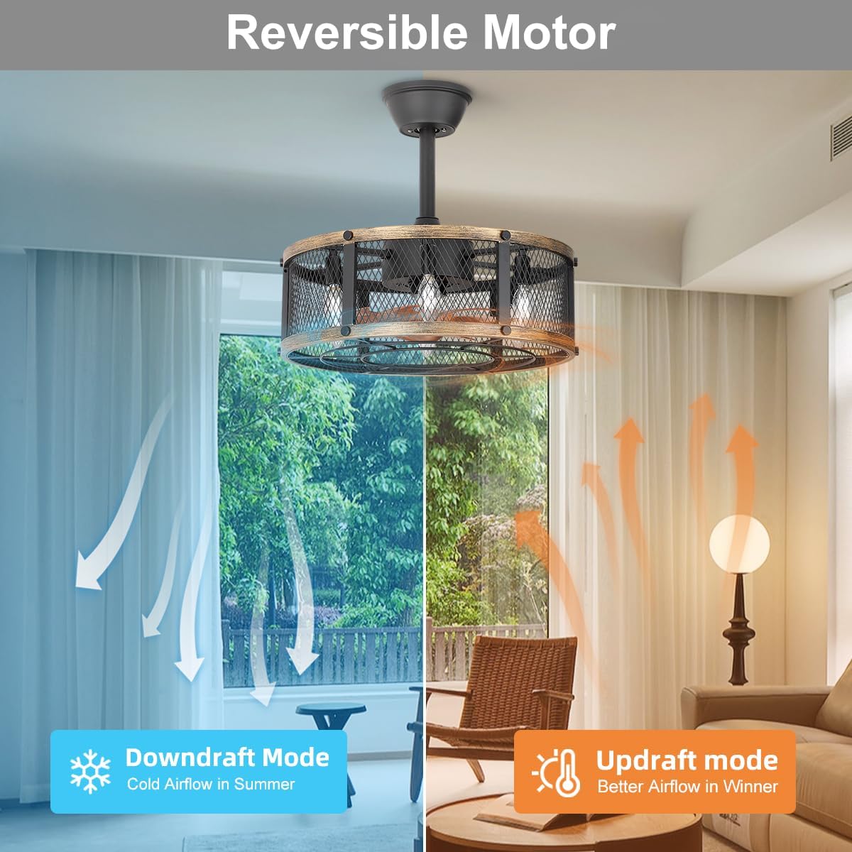 Reversible motor diagram for summer and winter modes