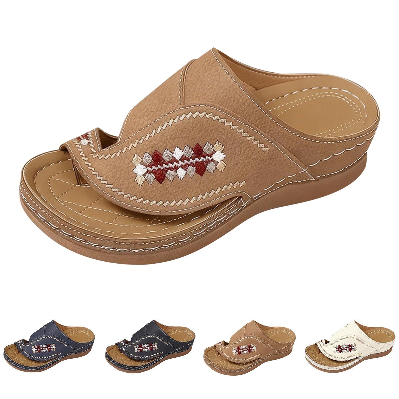 Generico Sandales De Marche Femme Confortables LéGèRes AntidéRapantes Semelle Souple Respirantes Chaussures Femme éTé éLéGantes Mules OrthopéDiques Coupe Large Ville Usage Quotidien