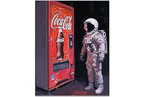 NASA Astronaut & Coca-Cola Vending Machine Pop Art Print for Kitchen Decor