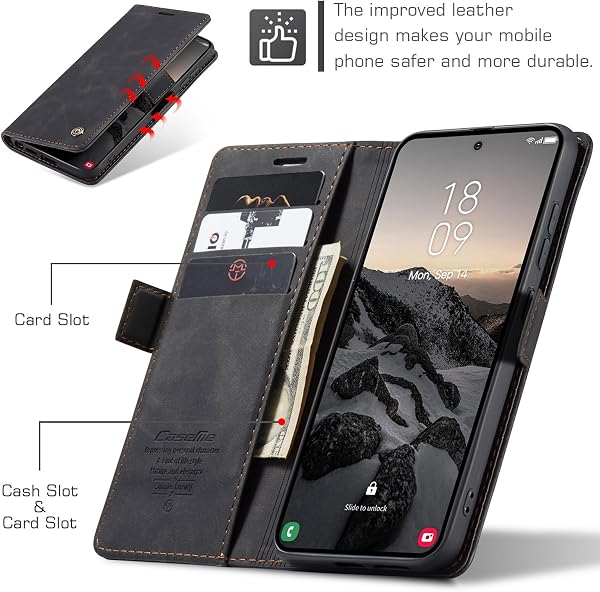 for Samsung Galaxy S26 Ultra Case, Wallet Case Flip Leather with Card Holder Magnetic Closure Shockproof Kickstand Protective Phone Cases Cover for Galaxy S26 Ultra, Black - 2