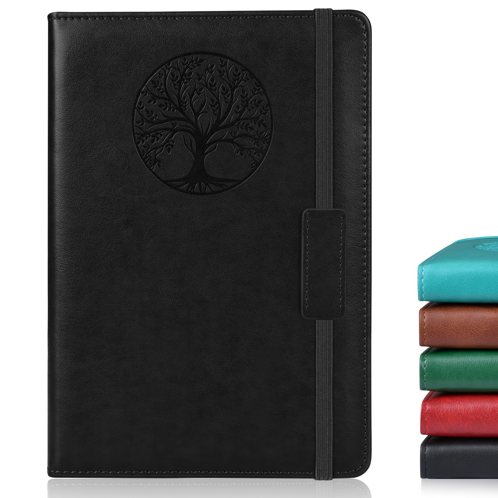 Biuwory Lined Journal Notebook for Women Men,256 Pages A5 Hardcover Leather Journals for Writing,Travel,Business,Work & School,College Ruled Notebooks for Note Taking,Diary Notepad 5.7"×8.3"(Black) — image 1