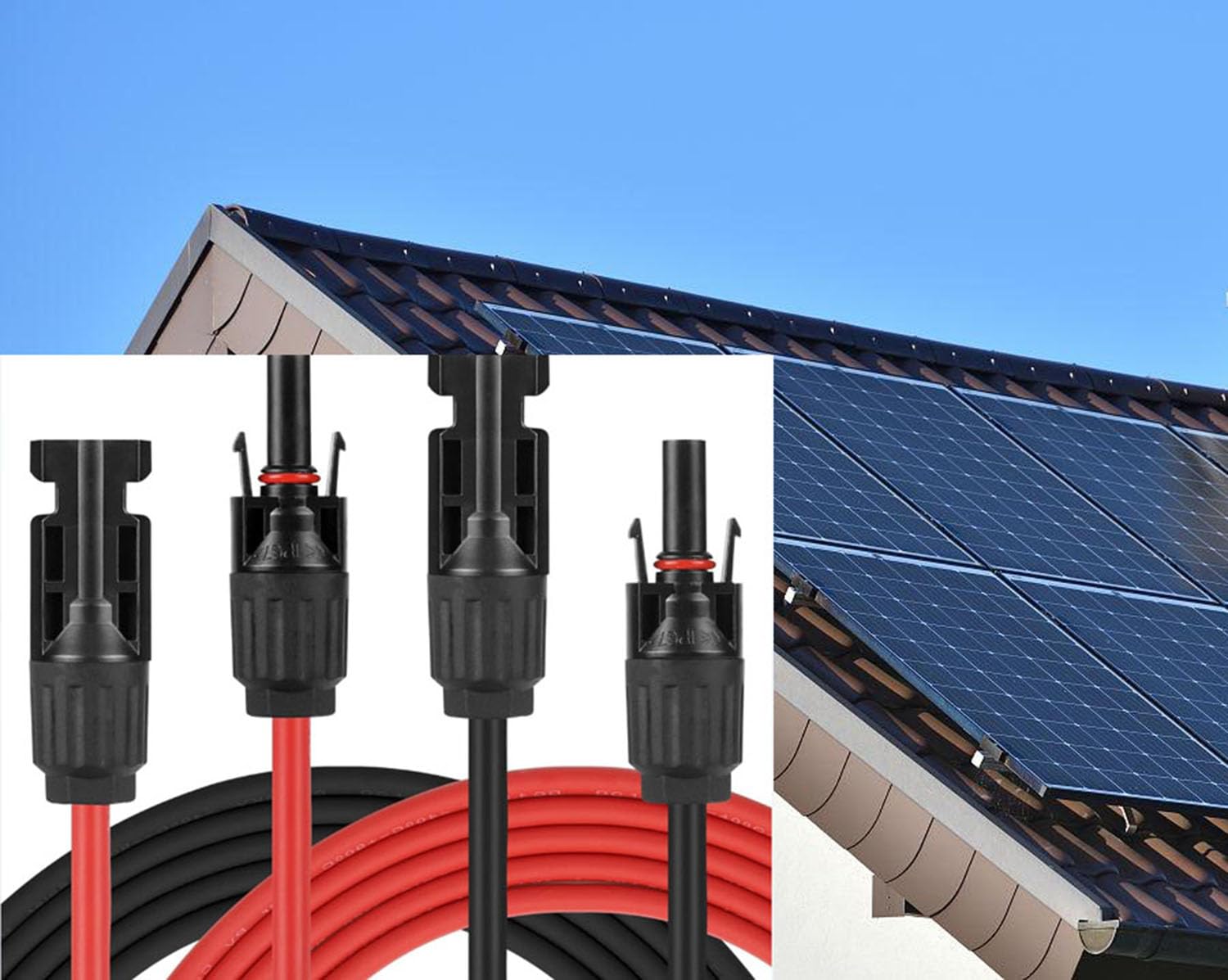 Prolunga per cavo solare da 8 m-6 mm², con spina MC4, CC 1500 V, rosso e nero