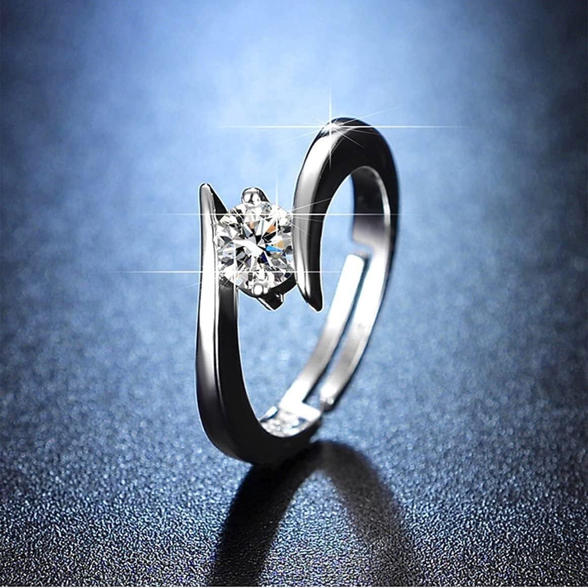 Anelli regolabili in argento sterling 925, anello Moissanite di simulazione Anello ruota della fortuna Anello femminile Proposta di tendenza Anelli in argento Anello con zirconi regolabile alla moda