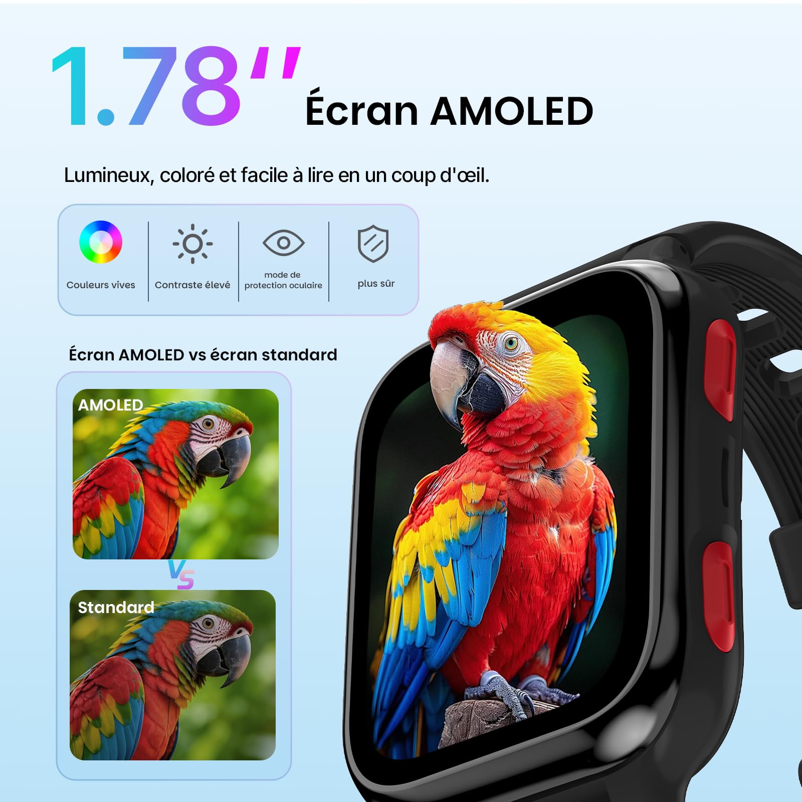 K9 Kid Smartwatch AI avec GPS et téléphone, 1.78'' AMOLED 4G pour Enfants avec Appel vidéo, réveil, Mode école, IP68 étanche Smartwatch pour Enfants pour Adolescents à partir de 6 Ans